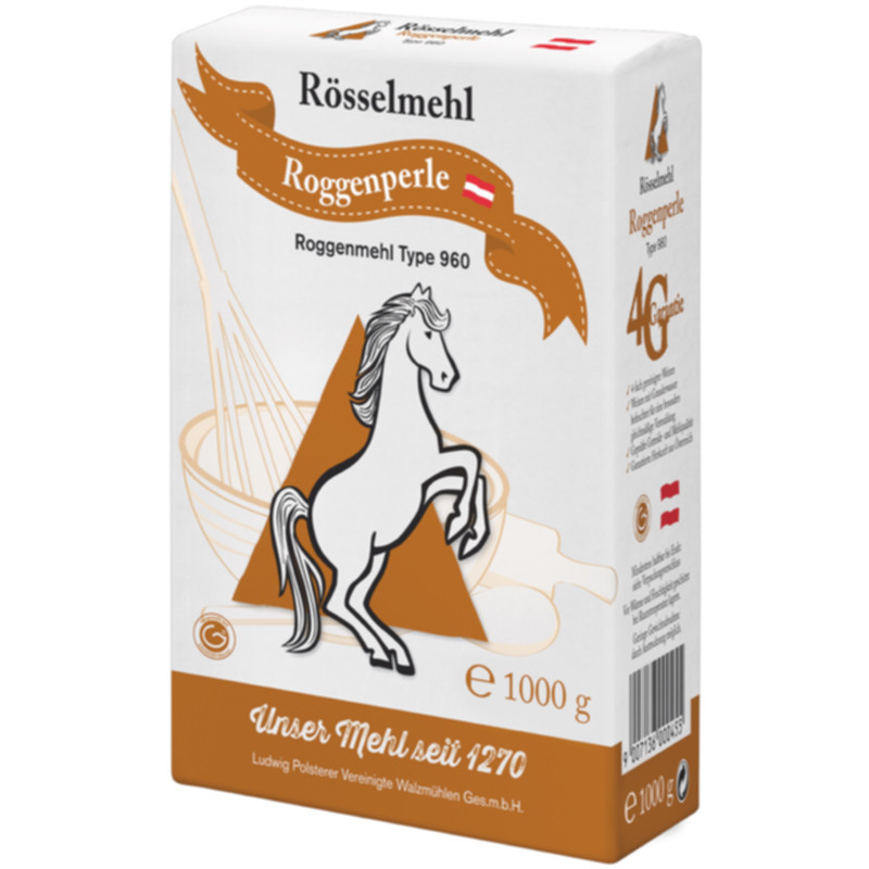 Rösselmühle Roggenmehl Type 960 985 g kräftiges Roggenmehl für Brot und herzhafte Backwaren